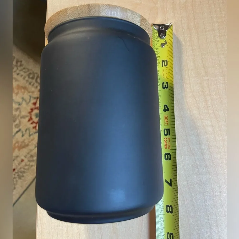 Matte Black Glass Canister with Bamboo Lid